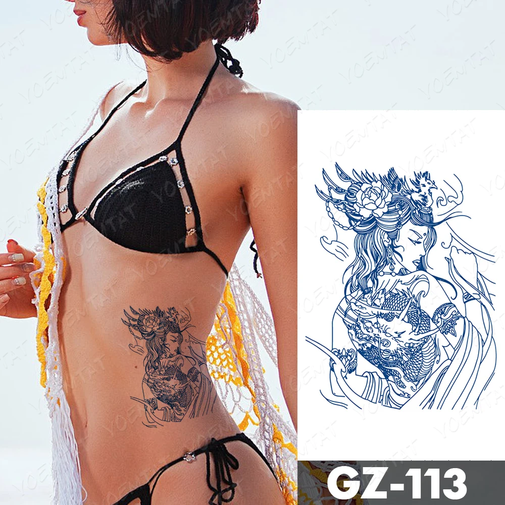 Juice Ink Tattoos Body Art Lasting Waterproof Temporary Tattoo Sticker Prajna Warrior Tatoo Arm Fake Wing Dragon Tatto Women Men