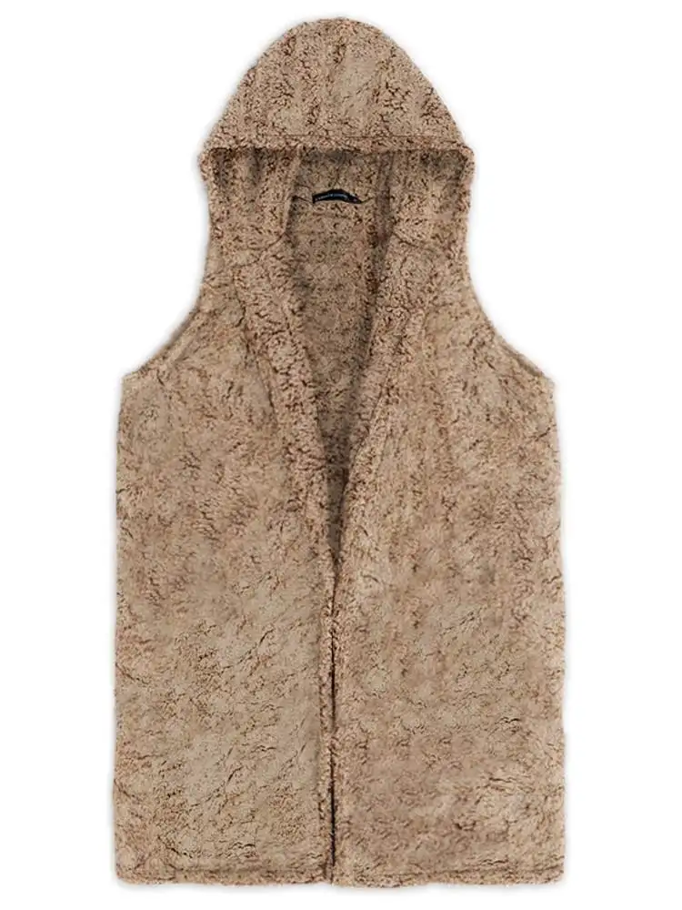Женское пальто-кардиган cellia 2019, зимний женский теплый жилет с капюшоном без рукавов из искусственного меха, Свободный жилет с прорезными