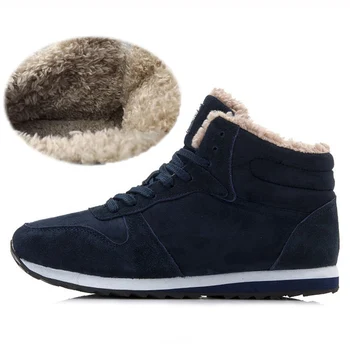 

LAKESHI Men Boots Warm Fur Winter Shoes Men Winter Boots 2019 New Casual Men Shoes Lace Up Plush Thick Snow Boots Ankle Boots