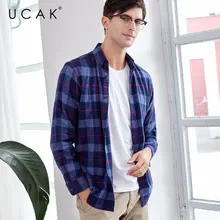 UCAK брендовая мужская рубашка осень новое поступление деловые рубашки в повседневном стиле уличная мода плед с длинным рукавом Camisa Masculina U6001