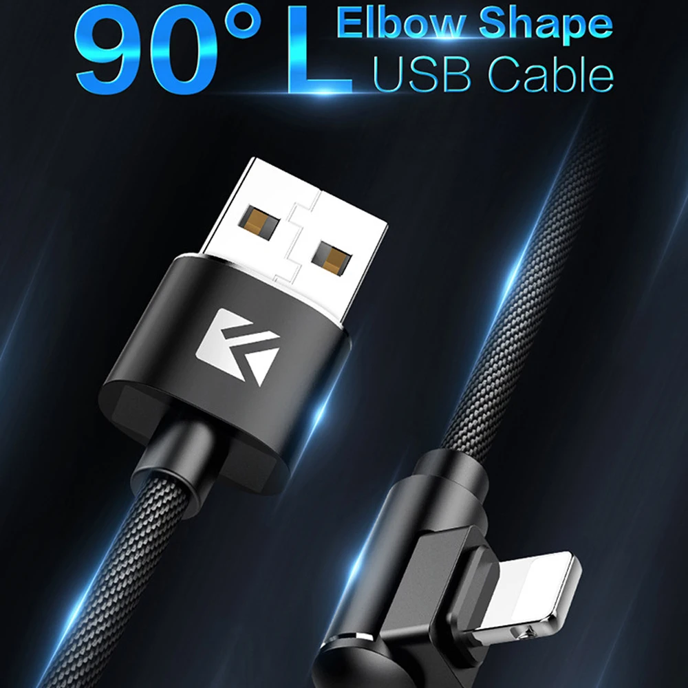 

L Elbow Shape Elbow USB Cable For iPhone Xs max Xr X 8 7 6 plus 6s 5s iPad 2.1A Fast Charging Cable Cord Phone Usb Data Cable