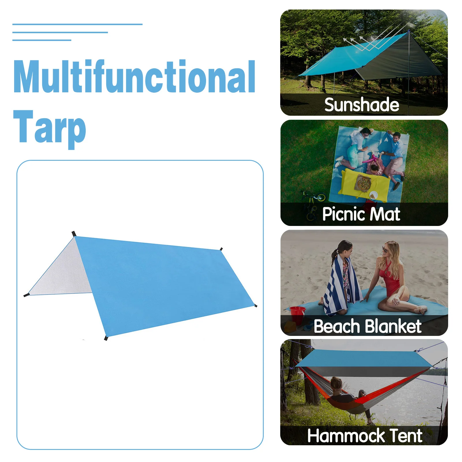 Tent Tarp Hammock Shelter Sun Shade Camping Beach Picnic Pad Mat Rug  Waterproof