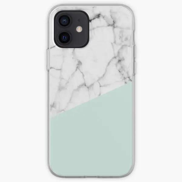 Real White Marble Half Pastel Mint Green Phone Case For Iphone 5 5s 6 6s 7 8 Plus 11 12 13 Pro Max Mini X Xs Xr Max Cover Tpu Phone Case Covers Aliexpress