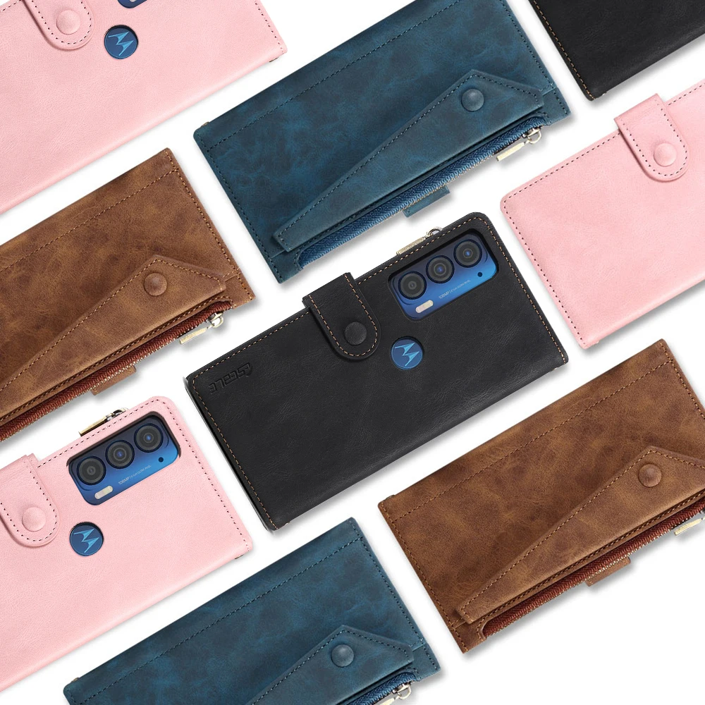 Wallet Flip Leather Case For Motorola Moto Edge 20 Pro Lite 30 Ultra Cover For Moto Edge 2021 S30 X30 Rope Luxury Zipper Capa