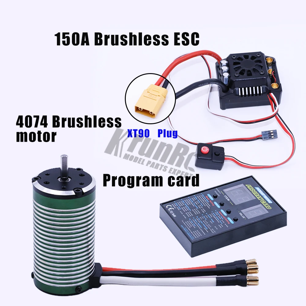 X-TEAM 4074 бесщеточный двигатель+ WP-Max8-RTR v3 150A Водонепроницаемый бесщеточный ESC+ светодиодный программирования for1/8 на дороге Сумасшедший Монстр-ТраК - Цвет: XT90 plug