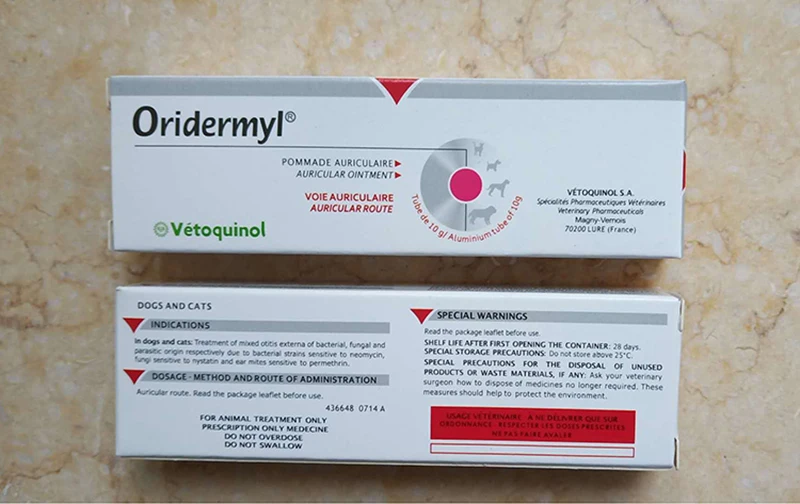 Vetoquinol Oridermyl капли для собак и кошачьих ушей 10 г инфекция ушного канала зуд вонючий