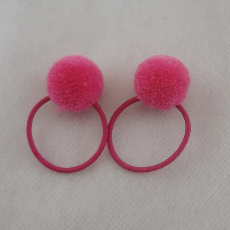 Fushia ball hair tie 10 шт. 2,0 см Кашемир мех шарик-помпон эластичные резинки для волос для детей Детские конский хвост держатели для волос веревки с бархатным шариком - Цвет: Fushia ball hair tie