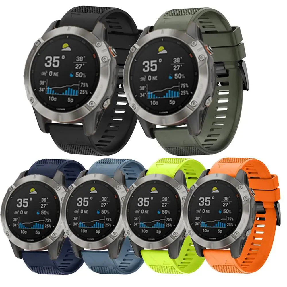 Силиконовый сменный ремешок для часов Garmin Fenix 6 6S 6X/Forerunner935/Garmin 5 20 22 26 мм Смарт часы