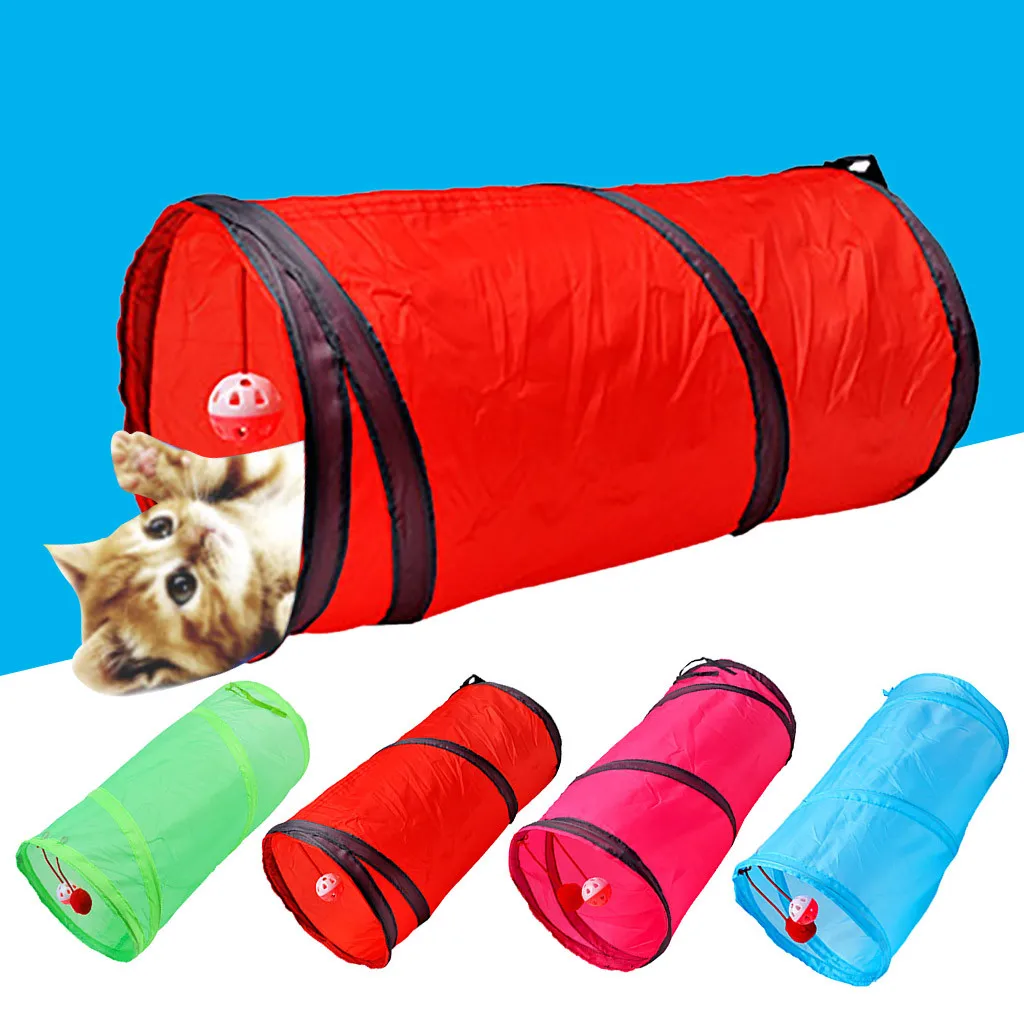 

Collapsible Cat Tunnel Crinkle Kitten Play Tube for Large Cats Dogs Bunnies With Ball Fun Cat Toys 2 Suede Peep Hole pet toys