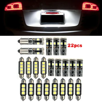 

22pcs/Set DC 12V LED Lights Interior Upgrade Kit Xenon White 6000K Accessories Low Power Consumption High Brightness