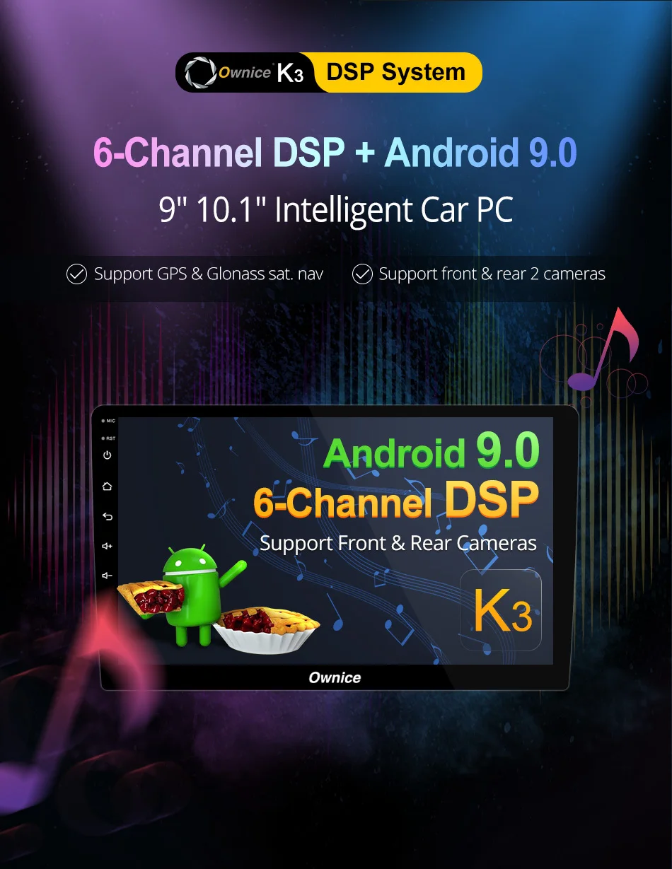 Ownice K3 Android 9,0 автомобильный радиоприемник 2din универсальный для VW Toyota hyundai Nissan Авто gps Navi поддержка DSP 4G LTE задняя фронтальная камера