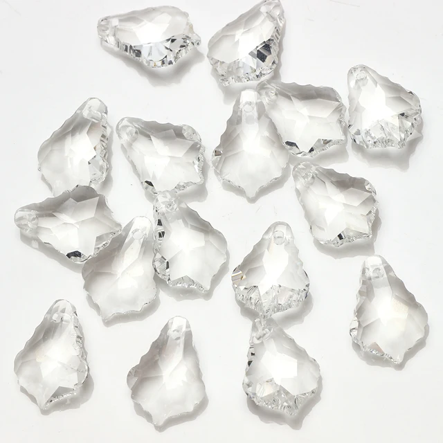 Single Hole Charms Crystal Baroque Pendants Maple Leaf Shape Glass Beads for Jewelry Making Necklace Earrings DIY Best Quality white