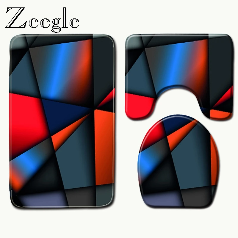 Zeegle 3pcs/set Bathroom Mats Set Non Slip Water Absorbing Floor Rugs Carpet Toilet Rug Memory Foam Bathroom Mat Quick Dry Mat