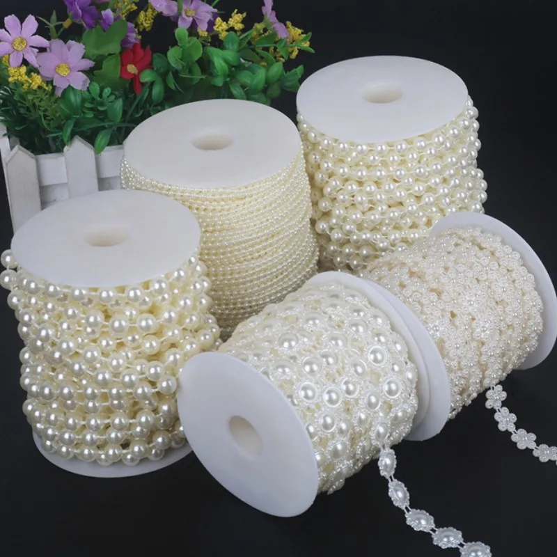 

3-10m/bag Multi-size ABS Imitation Pearl Beads Chain Trim for DIY Wedding Party Decoration Jewelry Findings Craft Accessories