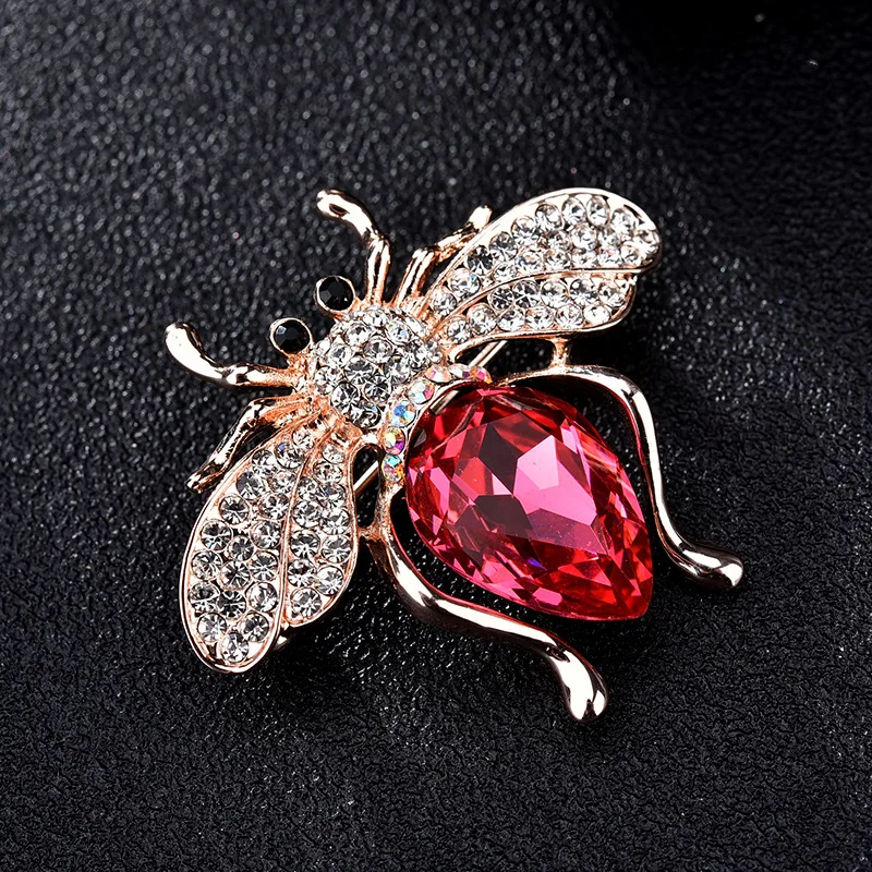 Woman Accessories Gold Bee Brooches CZ Rhinestone Red Crystal Luxury Pins For Women Famous Brand Broches Mujer CH19BRO811 | Украшения и