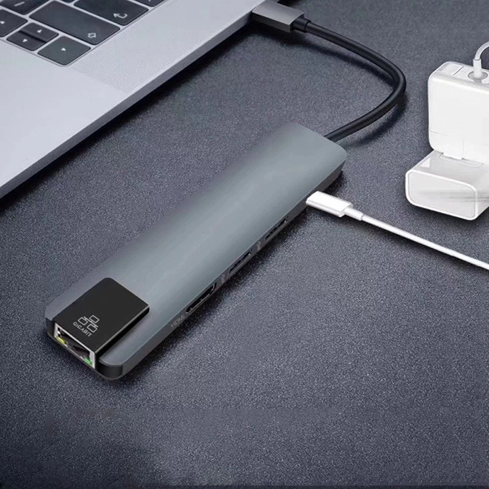 Тип C к HDMI 3,0 порты практическая питания usb-хаб передачи данных кард-ридер алюминиевый сплав гигабитный Ethernet выход