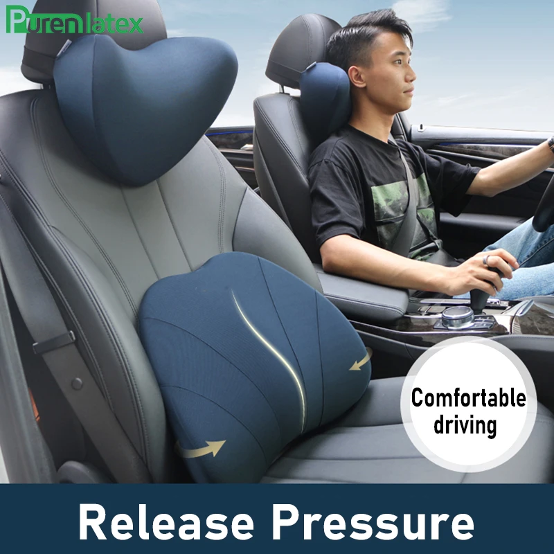 

PurenLatex Memory Foam Headrest Seat Back Cushion Protect Neck Cervical Vertebra Auto Support Waist Lumbar Petals Modelling