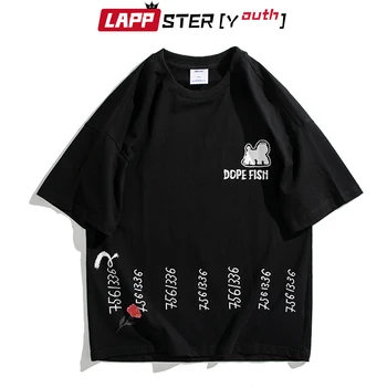 

LAPPSTER-Youth New Summer Cartoon T Shirts Men 2020 Mens Japanese Streetwear Oversized T-Shirts Short Sleeve Korean Tops Tees