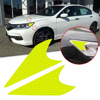 

Yellow Headlamp Reflective Shield Guard Warning PVC Sticker Front Fog Lamp Reflective Film Sticker For Honda Accord 2016 2017