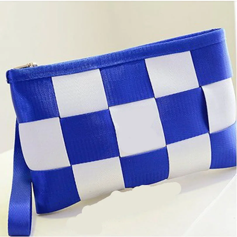 WHWB Safety Seat Belt Special sewing Party Purse Cash Holder Wallet Purse Grid splice high-capacity Fashion and durability - Название цвета: 13
