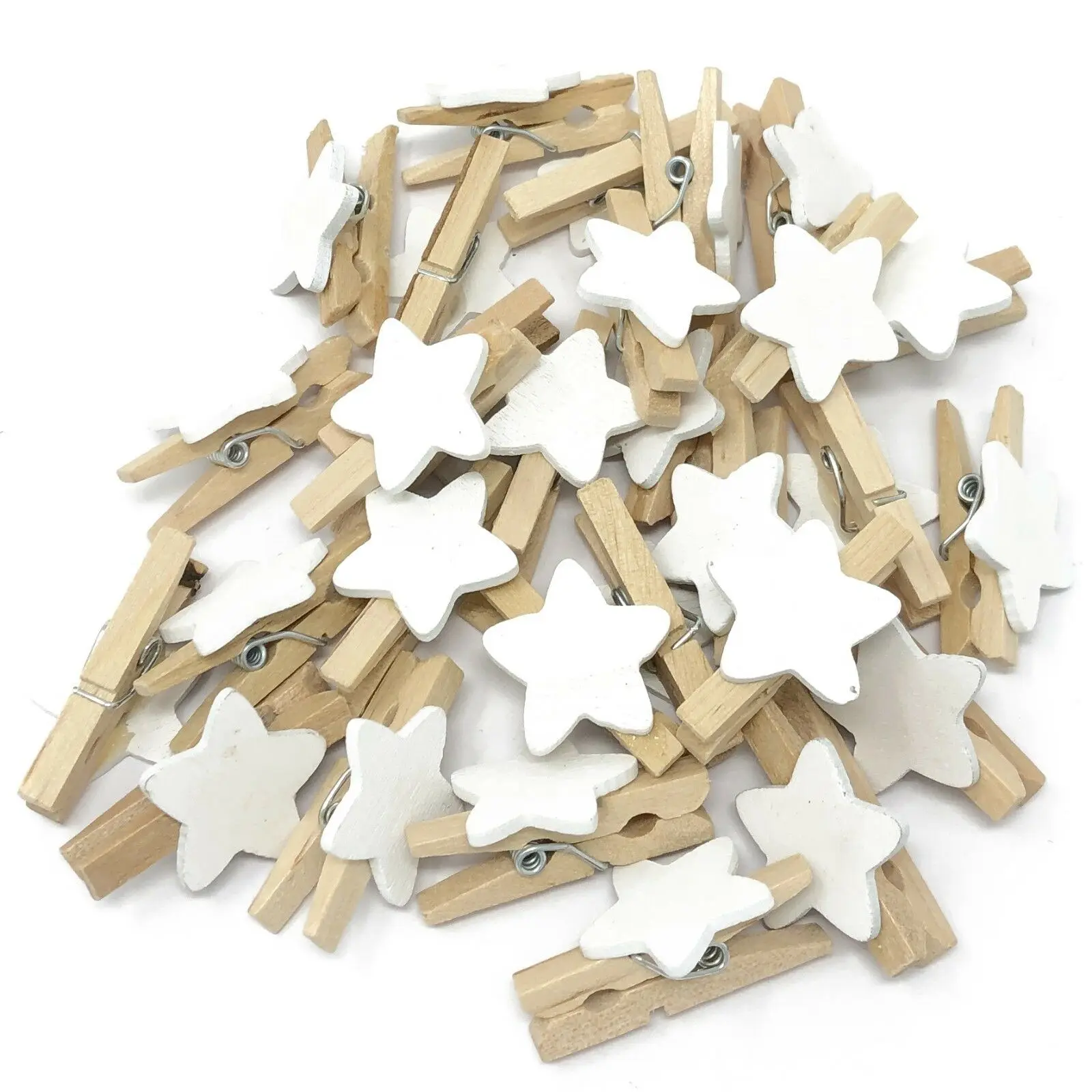 20pcs Colored Hearts/Stars On Natural Pegs 30mm Wedding Christmas Card Holders Clothespins Clips Table Decorations DIY Crafts | Дом и сад