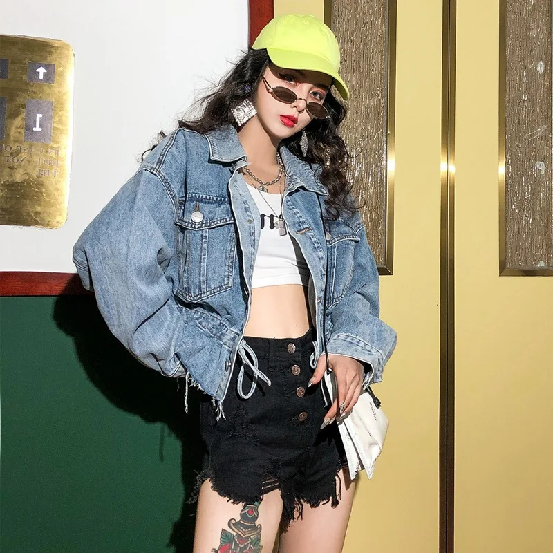 price reduction  2019 New Style Jeans Coat Women's Loose-Fit Spring And Autumn Hong Kong Style Jacket Spring And Aut