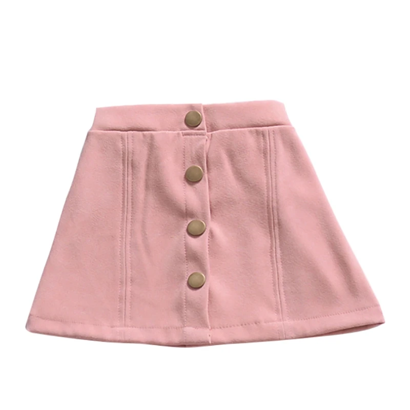 PINK Летняя одежда для маленьких девочек однотонная короткая юбка Уайлд Высокая талия с одним однобортная юбка A слово пуговица для юбки юбка Детское платье - Цвет: PINK