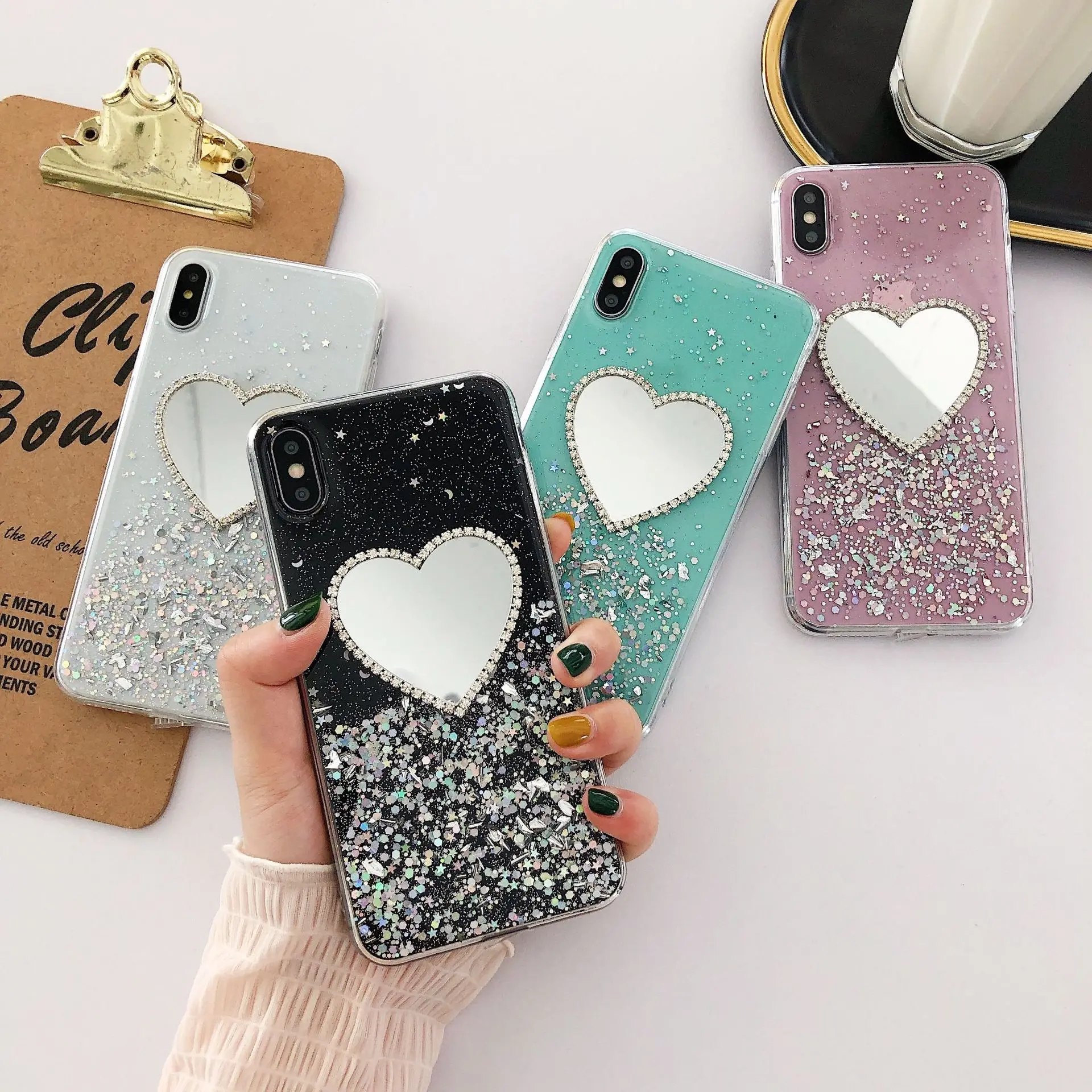 

INS Lovely Mirror Drop Rubber Case Phone Drop-Resistant Protective Case for iPhone XR Case for iPhone X Max Case