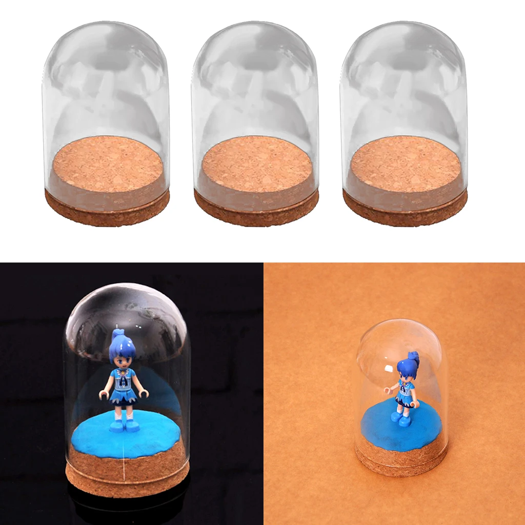Mini Display Bell Jar Cover Dome with Base Stand Landscape Home Ornaments Decor 