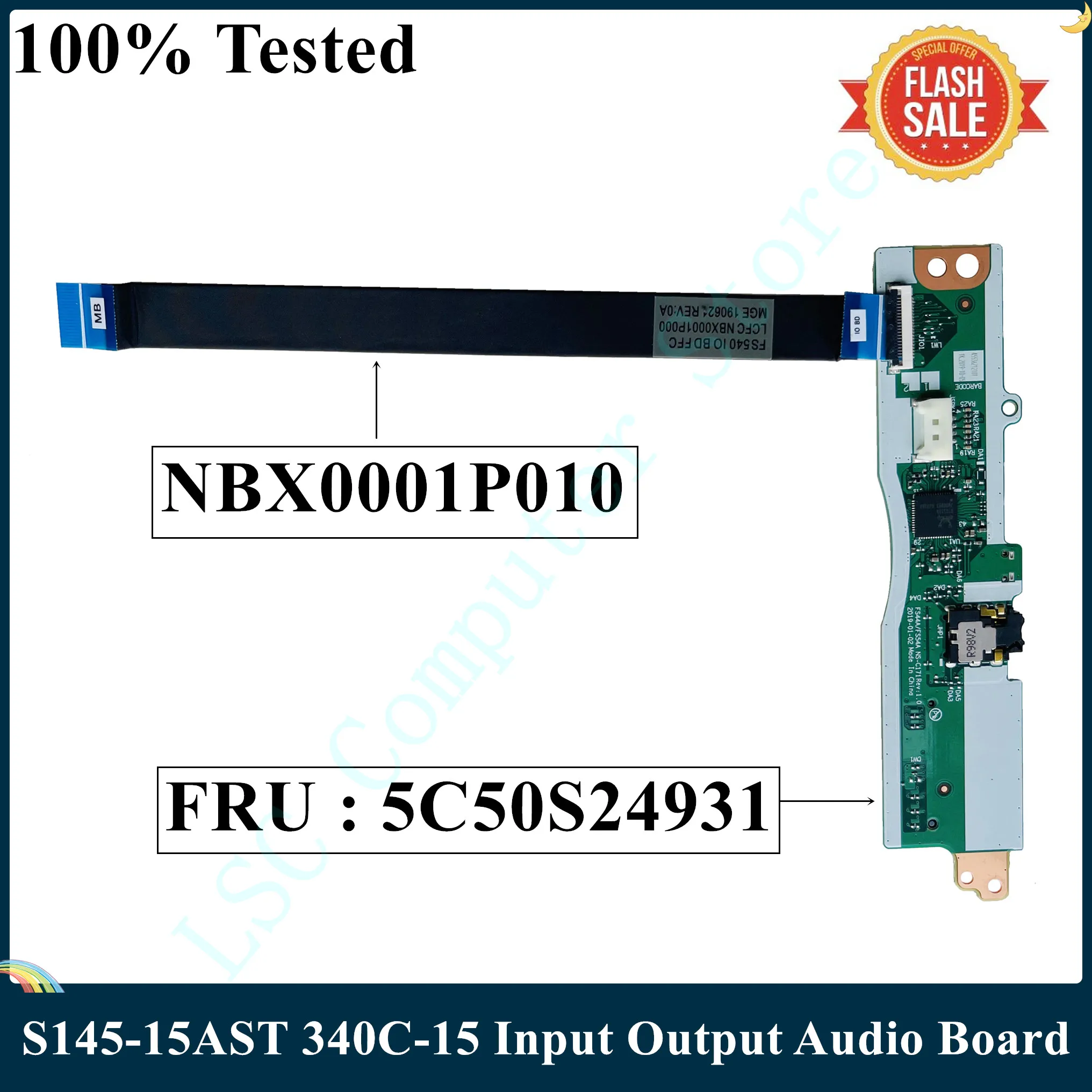 Input Output Audio Power Button SD Card Reader Board Cable LSC for Lenovo S145-15AST 340C-15 FRU 5C50S24931 NBX0001P010 NS-C171