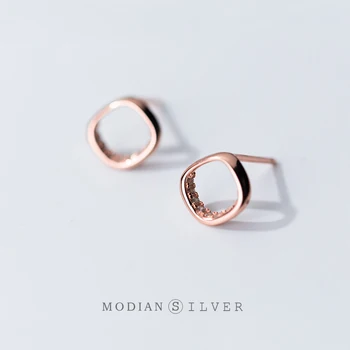 

MODIAN New 3 Color Hollow Out Square Stud Earring for Women Fashion 925 Sterling Silver Simple Geometry Ear Studs Fine Jewelry