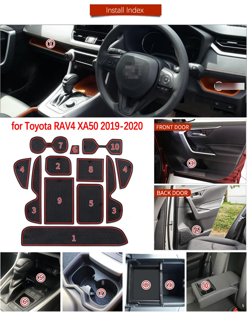 Противоскользящий коврик для Toyota RAV4 XA50 RAV 4 50 Gate Slot Coaster анти-Грязная дверная паза коврик автомобильный интерьер гелевая накладка