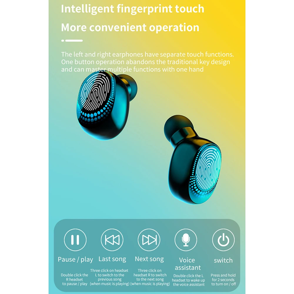 TWS Bluetooth 5 0 Earphones 2200mAh Charging Box Wireless Headphone 9D Stereo Sports Waterproof Earbuds Headsets With Microphone