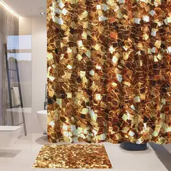 Золотая блестящая душевая занавеска в комплекте с крючками коврик для ванной водонепроницаемый Душ печать шторы в ванную комнату душ
