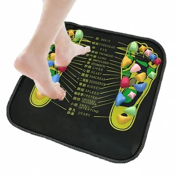 

Home Foot Massager Mat Chinese Acupuncture Colorful Cobblestone Foot Reflexology Walk Stone Foot Massage Cushion for Relax Body