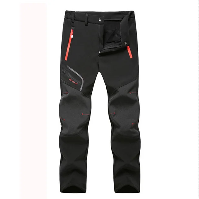 JACKSANQI Мужские Зимние флисовые водонепроницаемые Походные штаны, штаны для отдыха ветрозащитные походные Трекинговые альпинистские тренировочные Мужские Брюки 6XL RA327 - Цвет: Black