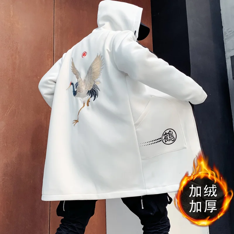 VERSMA Japanese Harajuku Print Vintage Mens Hooded Trench Coat Overcoat Men Hip Hop Winter Gothic Clothing Men 5XL
