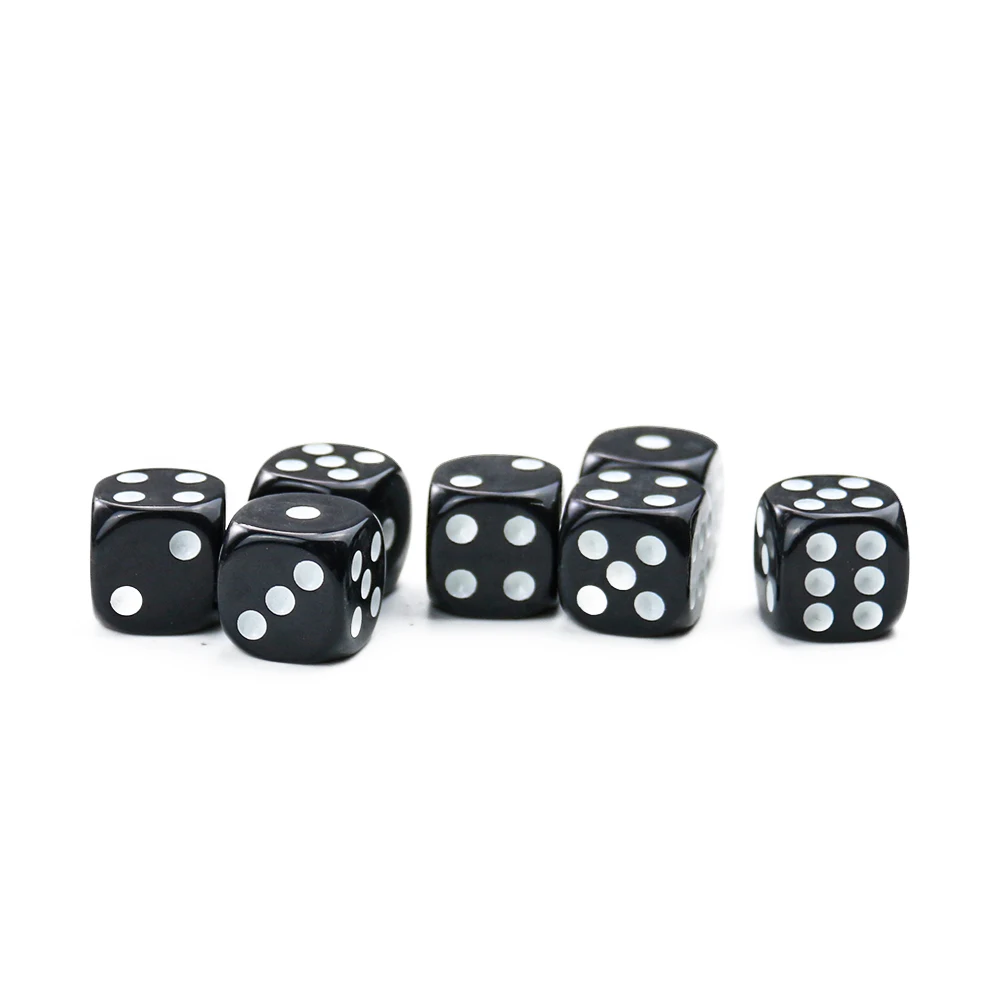 5PCS Acrylic 15mm Black Six Sided Point Dice D6 Playing Games Dice Set Round Corner Drinking Dice for Bar Club Party Board Game