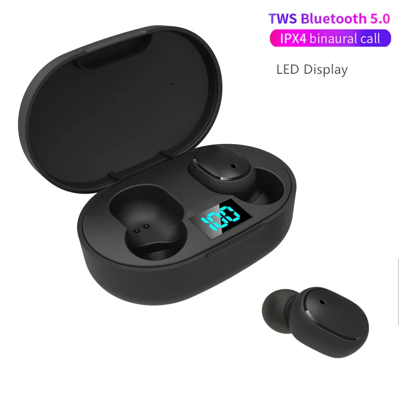 

Hot Bluetooth 5.0 Wireless Headsets Noise Cancelling LED Display Handsfree Earbuds E6S TWS Earphone for Xiaomi Redmi Airdots A6S