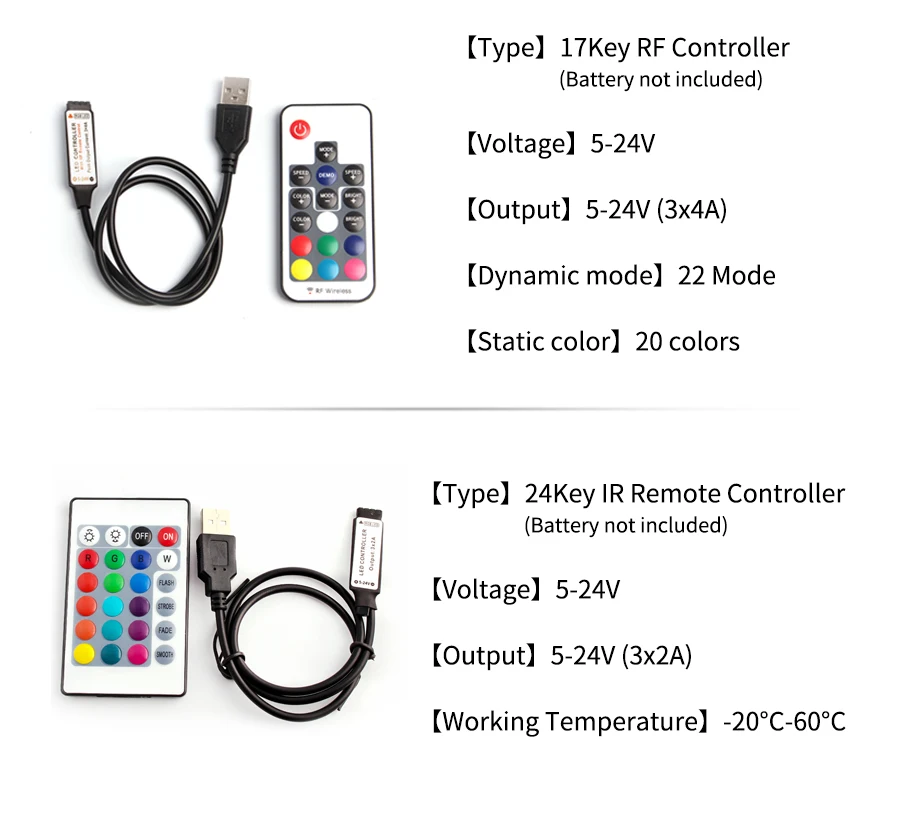 USB СВЕТОДИОДНЫЙ светильник s 5 12 24 V Вольт RGB USB IR RF пульт дистанционного управления 5V 12V 24 V USB светодиодный светильник 3 17 24 ключ дистанционного управления беспроводной