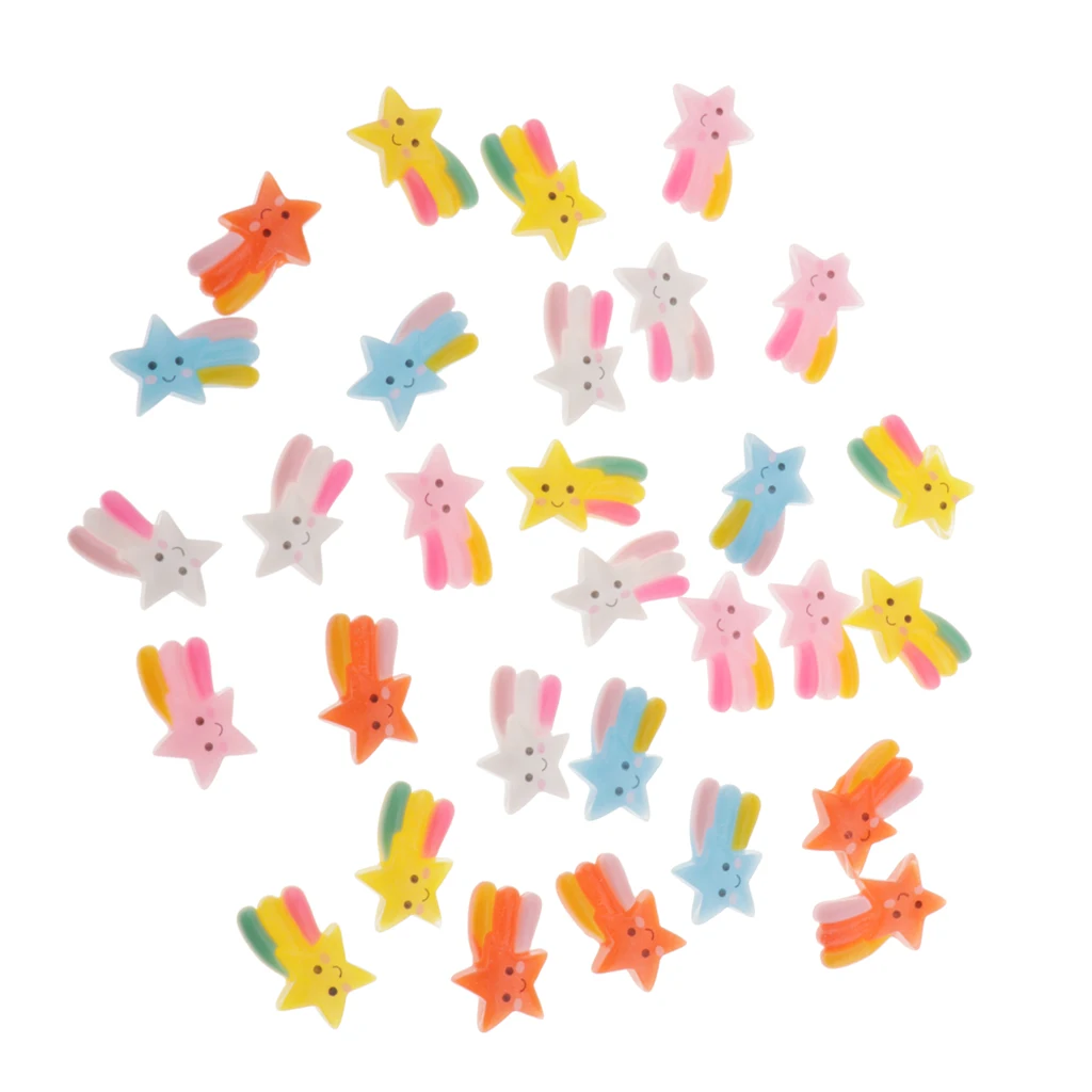 30 Pieces Slime Charms Cute Set Mixed Star Shape Resin Flatback Slime Beads Making Supplies for DIY Scrapbooking Crafts