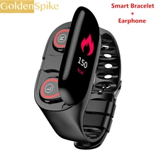 GOLDENSPIKE M1 Смарт-часы наушники встроенный TWS Беспроводная стерео bluetooth-гарнитура монитор сердечного ритма спортивный смарт-браслет