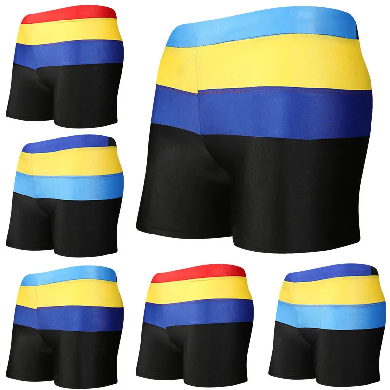 

New Style Swimming Trunks Men's Boxer Comfortable Lace-up Mixed Colors Men's Hot Springs Beach Shorts Swimming Trunks Yk09889
