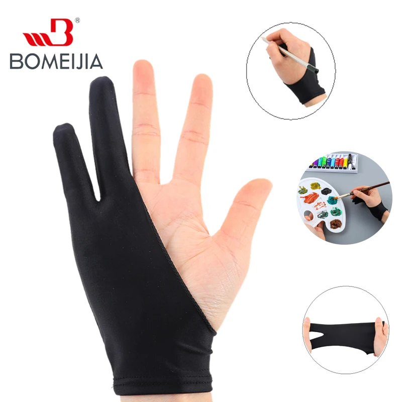 1Pc Drawing Painting Gloves Two Finger Anti-fouling Glove Right Left Hand Glove Anti-touch Screen Glove Free Size For Artist jgmaker artist d pro idex 3d printer diy kit 4 printing mode direct drive touch screen meanwell power supply tmc2209