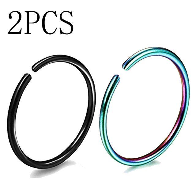 20G 0.8mm Thin Fake Nose Ring Septum Helix Nostril Piercing Labret Lip Fake Piercing Titanium Cartilage Fake Earrings Hoop