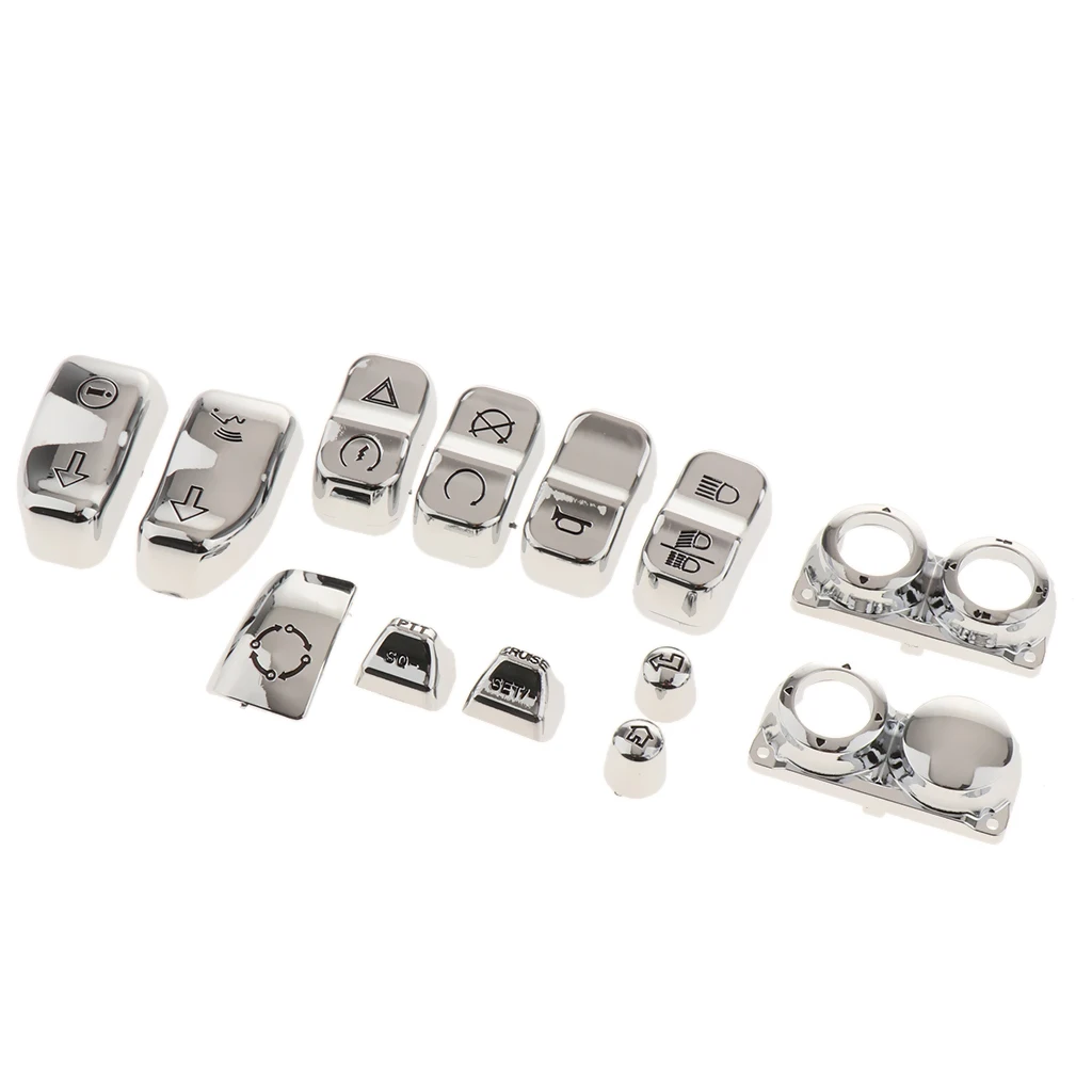 13pcs Chrome Motorcycle Handlebar Switch Caps For Harley 2014-2017