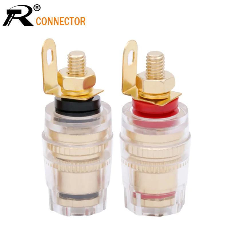 100pcs  Banana Plug Socket Connector 33MM Banana Connector 4mm Thread Medium Amplifier Speaker Spade Terminal Binding Post