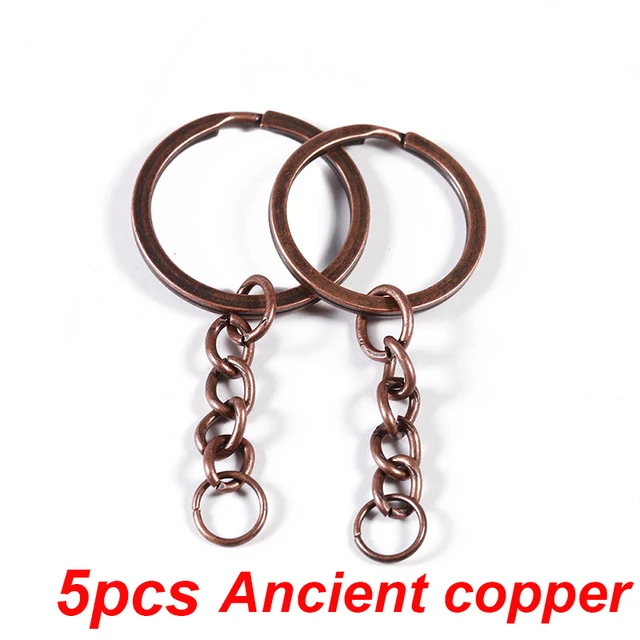 5-20pcs/lot Key Chain Key Ring keychain Bronze Rhodium Gold 28mm Long Round Split Keyrings Keychain Jewelry Making Wholesale DIY 5PCS Ancient copper