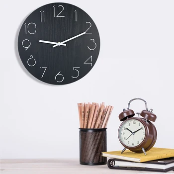

New 3D Wall Clock Hollow Carving Numbers for Living Room Bedroom Office Home Decoration Round Wooden Clock