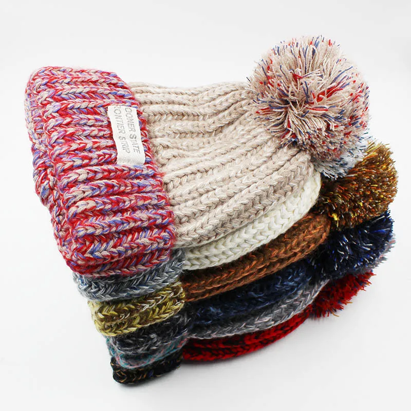 ALTOBEFUN трикотажная меховая шапка для женщин 6 цветов Gorros с надписью Skullies& Beanies женские теплые шерстяные зимние шапки BHT041